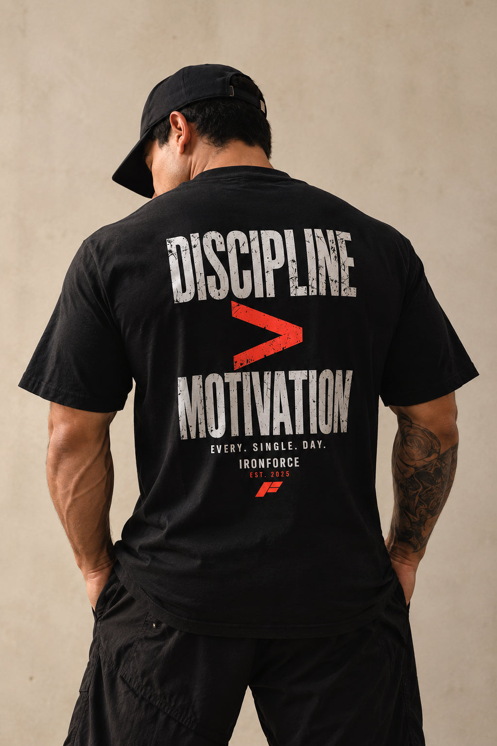 IRONFORCE™ Men's Oversized T-Shirt - Discipline Over Motivation