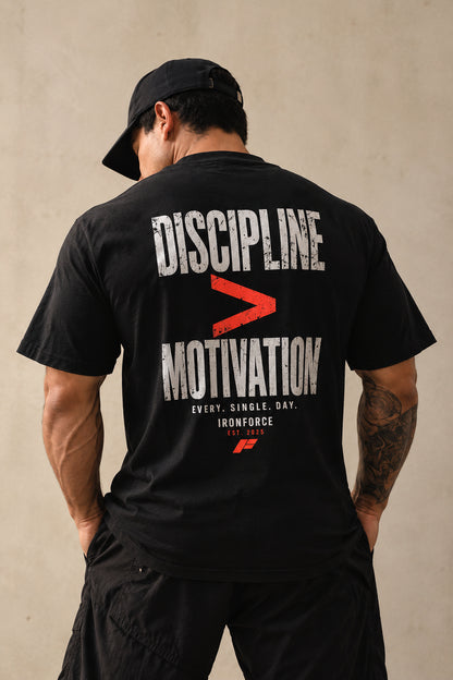 IRONFORCE™ Men's Oversized T-Shirt - Discipline Over Motivation