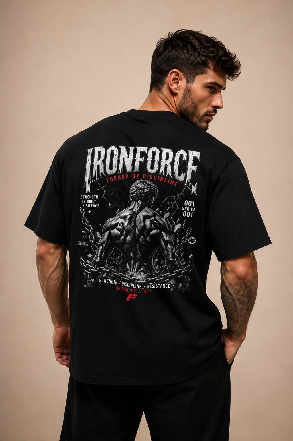 IRONFORCE™ Men's Oversized T-Shirt — Forged by Discipline